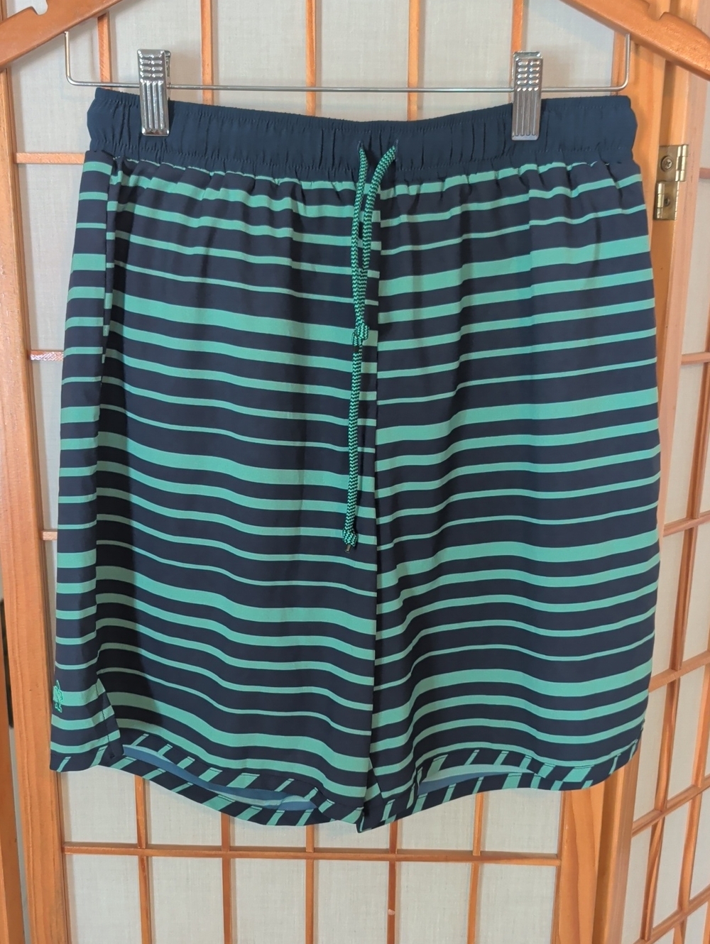 Striped Navy & Teal Men’s Drawstring Shorts